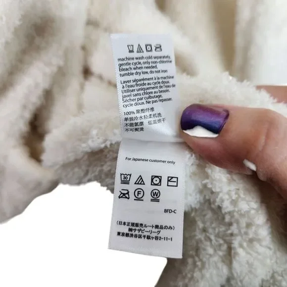 BAREFOOT DREAMS Robe Womens 2 White Cream CozyChic Adult Robe Long Length - Picture 8 of 8